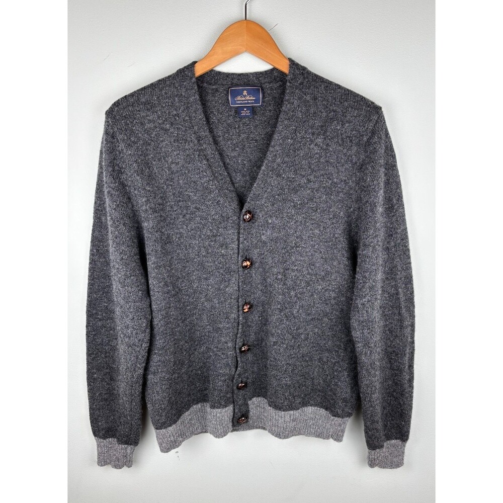 Men’s Brooks Brothers Shetland Wool Sz M Elbow Patch Dark Gray VTG 90s